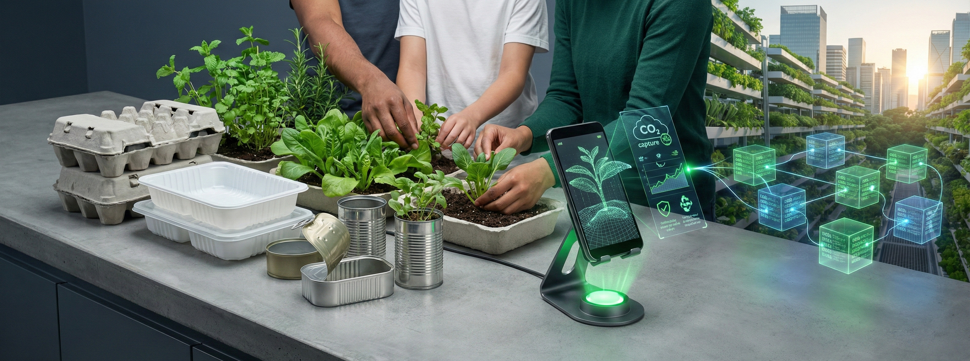 Plants growing with sunlight